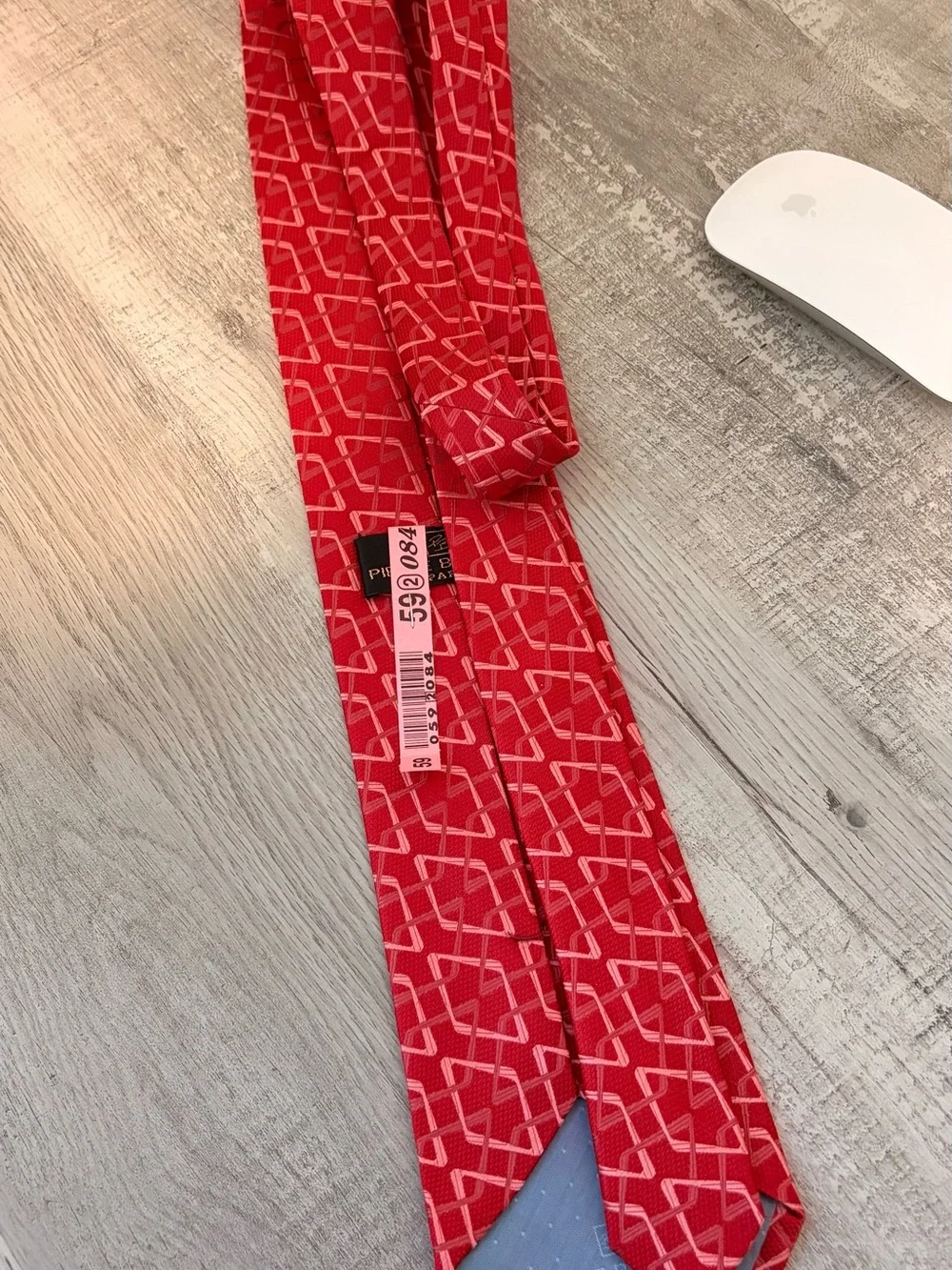 Red Geometric Pattern Silk Tie - Pierre Balmain